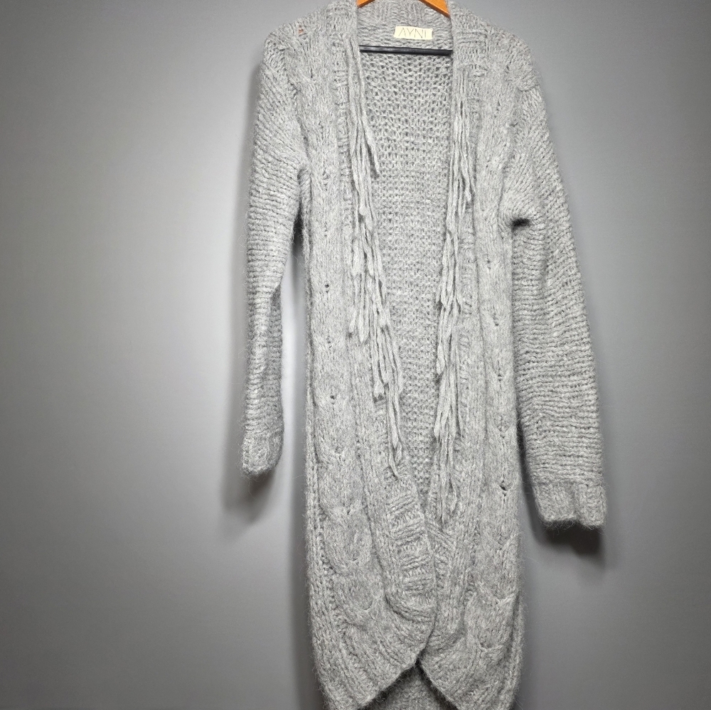 Ayni Grey Long Cardigan Alpca Small
